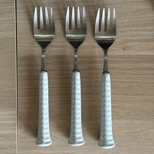 Noritake Japan Primastone White Dinner Forks Stainless 18-8 Set of 3 Mid Century